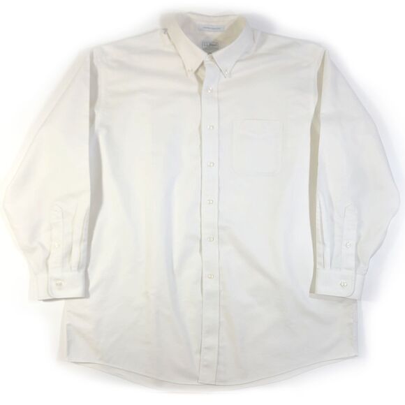 LL Bean Men's Cream Button Down 17.5 Wrinkle Resistant Shirt - Picture 1 of 6